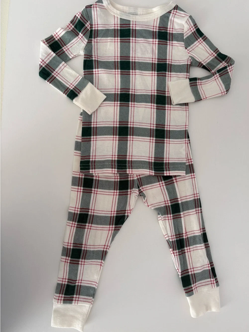 Wondershop White, Green & Red Plaid Kids Pajama Set 2T